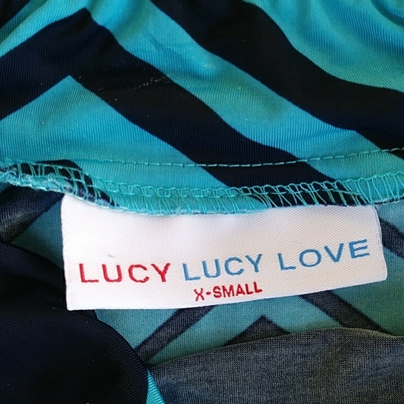 Vintage Lucy Lucy Love Chevron Maxi Side Tie A-Line Skirt XS Blue Navy - Picture 2 of 13